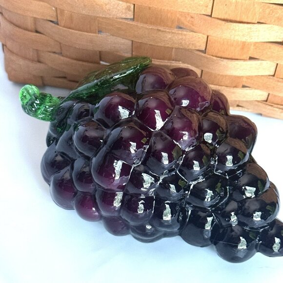 Vintage Mid-Century Deep Purple Glass Grapes Cluster Fruit Décor - Picture 5 of 6